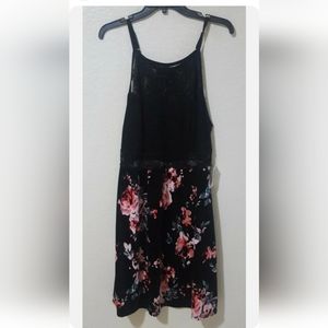 NWT! Women's I.N.C. International Concepts Chemise/Gown Black Flower Blossom 1X